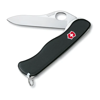 چاقوی شکاری 4 کاره ویکتورینوکس مدل Victorinox Sentinel Clip 0.8416.M3 مشکی تیغه صاف انگشتی با بست کمری