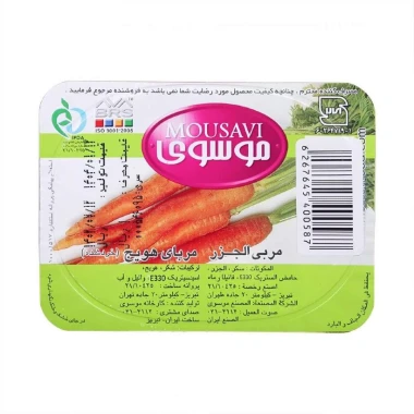مربا هویج موسوی وزن 100 گرمی (کارتن 48 عددی)