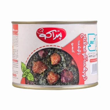 کنسرو خورش آلو اسفناج با گوشت پتراکو وزن 450 گرمی (بسته 12 عددی)