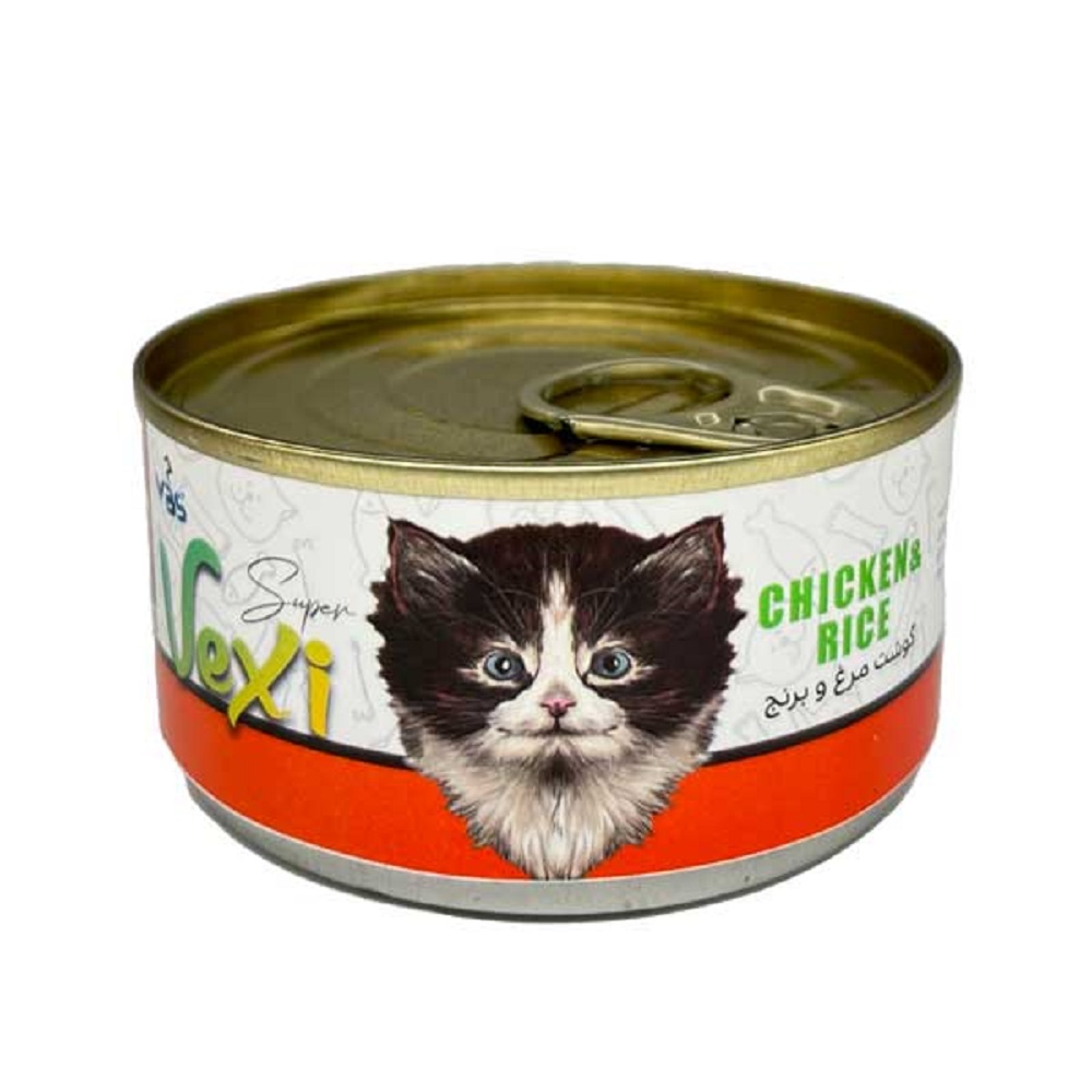 کنسرو بچه گربه وکسی vexi طعم مرغ و برنج 110g